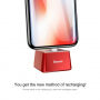 BASEUS hliníkový nabíjací stojanček pre Apple iPhone – červený
