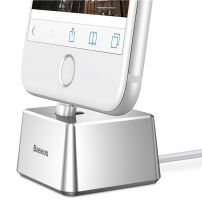BASEUS hliníkový nabíjací stojanček pre Apple iPhone – strieborný