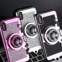 Štýlový kryt v dizajne retro fotoaparátu pre Apple iPhone XS / iPhone X – čierny