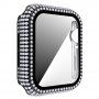 Puzdro osadené kamienky s tvrdeným sklom pre Apple Watch 38 mm - čierne