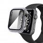 Puzdro osadené kamienky s tvrdeným sklom pre Apple Watch 38 mm - číre