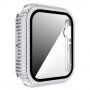 Puzdro osadené kamienky s tvrdeným sklom pre Apple Watch 42mm - strieborné