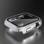 Puzdro osadené kamienky s tvrdeným sklom pre Apple Watch 42mm - strieborné