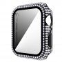 Puzdro osadené kamienky s tvrdeným sklom pre Apple Watch 40 mm - čierne
