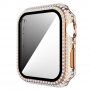 Puzdro osadené kamienky s tvrdeným sklom pre Apple Watch 40 mm - ružovo-zlaté