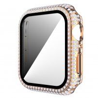 Puzdro osadené kamienky s tvrdeným sklom pre Apple Watch 40 mm - ružovo-zlaté