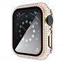 Puzdro osadené kamienky s tvrdeným sklom pre Apple Watch 40 mm - ružovo-zlaté