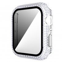Puzdro osadené kamienky s tvrdeným sklom pre Apple Watch 40 mm - číre