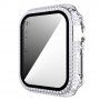 Puzdro osadené kamienky s tvrdeným sklom pre Apple Watch 40 mm - strieborné
