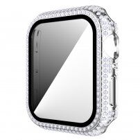 Puzdro osadené kamienky s tvrdeným sklom pre Apple Watch 40 mm - strieborné
