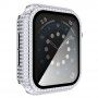 Puzdro osadené kamienky s tvrdeným sklom pre Apple Watch 40 mm - strieborné