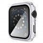 Puzdro osadené kamienky s tvrdeným sklom pre Apple Watch 40 mm - strieborné