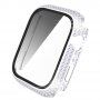 Puzdro osadené kamienky s tvrdeným sklom pre Apple Watch 41 mm - strieborné