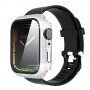 Puzdro osadené kamienky s tvrdeným sklom pre Apple Watch 41 mm - strieborné