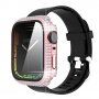 Puzdro osadené kamienky s tvrdeným sklom pre Apple Watch 45 mm - ružové