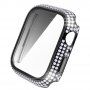 Puzdro osadené kamienky s tvrdeným sklom pre Apple Watch 45 mm - čierne