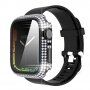 Puzdro osadené kamienky s tvrdeným sklom pre Apple Watch 45 mm - čierne