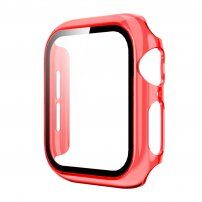 Transparentné puzdro s tvrdeným sklom pre Apple Watch 44 mm - červené