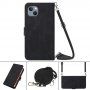 Flipové puzdro s popruhom v štýle crossbody pre iPhone 13 mini - čierne