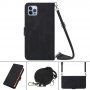 Flipové puzdro s popruhom v štýle crossbody pre iPhone 13 Pro - čierne