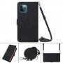 Flipové puzdro s popruhom v štýle crossbody pre iPhone 12 Pro Max - čierne