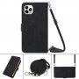 Flipové puzdro s popruhom v štýle crossbody pre iPhone 11 Pro - čierne