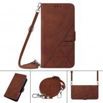 Flipové puzdro s popruhom v štýle crossbody pre iPhone 13 Pro Max - hnedé