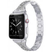 Kovový remienok s kamienkami pre Apple Watch 42mm / 41mm / 40mm / 38mm - strieborný