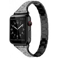 Kovový remienok s kamienkami pre Apple Watch Ultra 49mm / 46mm / 45mm / 44mm / 42mm - čierny