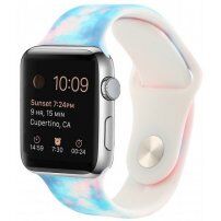 Silikónový remienok s batikovaným vzorom pre Apple Watch 42mm / 41mm / 40mm / 38mm - pastelový modro-ružový