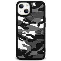 Ochranný kryt so vzorom maskovania pre iPhone 13 - sivý