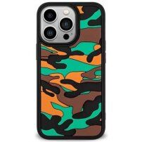 Ochranný kryt so vzorom maskovania pre iPhone 13 Pro Max - oranžový