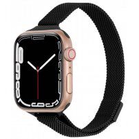 Tenký kovový remienok milánsky ťah pre Apple Watch 42mm / 41mm / 40mm / 38mm - čierny