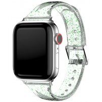 Transparentný remienok s flitrami pre Apple Watch 45 mm / 44 mm / 42 mm - zelený