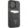 Guess 4G Saffiano Double Card kryt s kapsou na karty pre iPhone 13 Pro Max - sivý