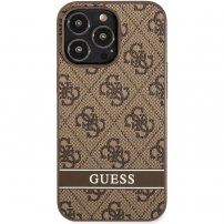 Guess 4G Stripe kryt pre iPhone 13 Pro Max - hnedý