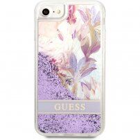 Guess Liquid Glitter Flower kryt pre iPhone 7 / 8 / SE (2020/2022) - fialový