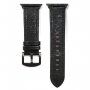 Metalický kožený remienok pre Apple Watch 42mm / 41mm / 40mm / 38mm - čierny