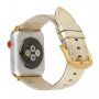 Metalický kožený remienok pre Apple Watch 45 mm / 44 mm / 42 mm - zlatý
