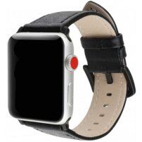 Metalický kožený remienok pre Apple Watch 42mm / 41mm / 40mm / 38mm - čierny