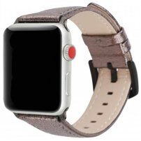 Metalický kožený remienok pre Apple Watch 45 mm / 44 mm / 42 mm - hnedý