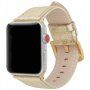 Metalický kožený remienok pre Apple Watch 45 mm / 44 mm / 42 mm - zlatý