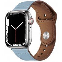 Kožený remienok s kolíčkovým zapínaním pre Apple Watch Ultra 49mm / 46mm / 45mm / 44mm / 42mm - modrý