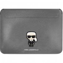 Karl Lagerfeld Saffiano Ikonik obálka pre MacBook do 16" - strieborná