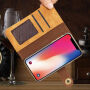 2v1 štýlové odnímateľné flipové puzdro pre Apple iPhone XS / iPhone X – svetlohnedé