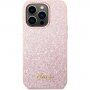 Guess Glitter Flakes Metal Logo trblietavý kryt pre iPhone 14 Pro Max - ružový