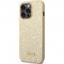 Guess Glitter Flakes Metal Logo trblietavý kryt pre iPhone 14 Pro Max - zlatý