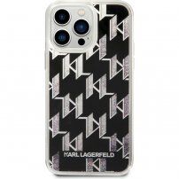 Karl Lagerfeld Monogram Liquid Glitter kryt pre iPhone 14 Pro Max - čierny