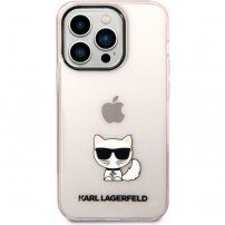 Karl Lagerfeld Choupette Logo kryt pre iPhone 14 Pro Max - ružový