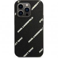 Karl Lagerfeld Grained Leather Logomania kryt pre iPhone 14 Pro Max - čierny